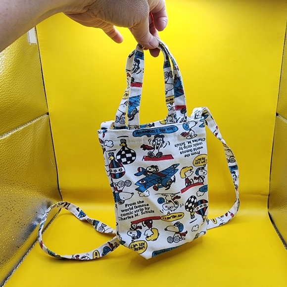 Peanuts Snoopy Tote Bag 7 Inch Flying Ace White - Picture 3 of 4